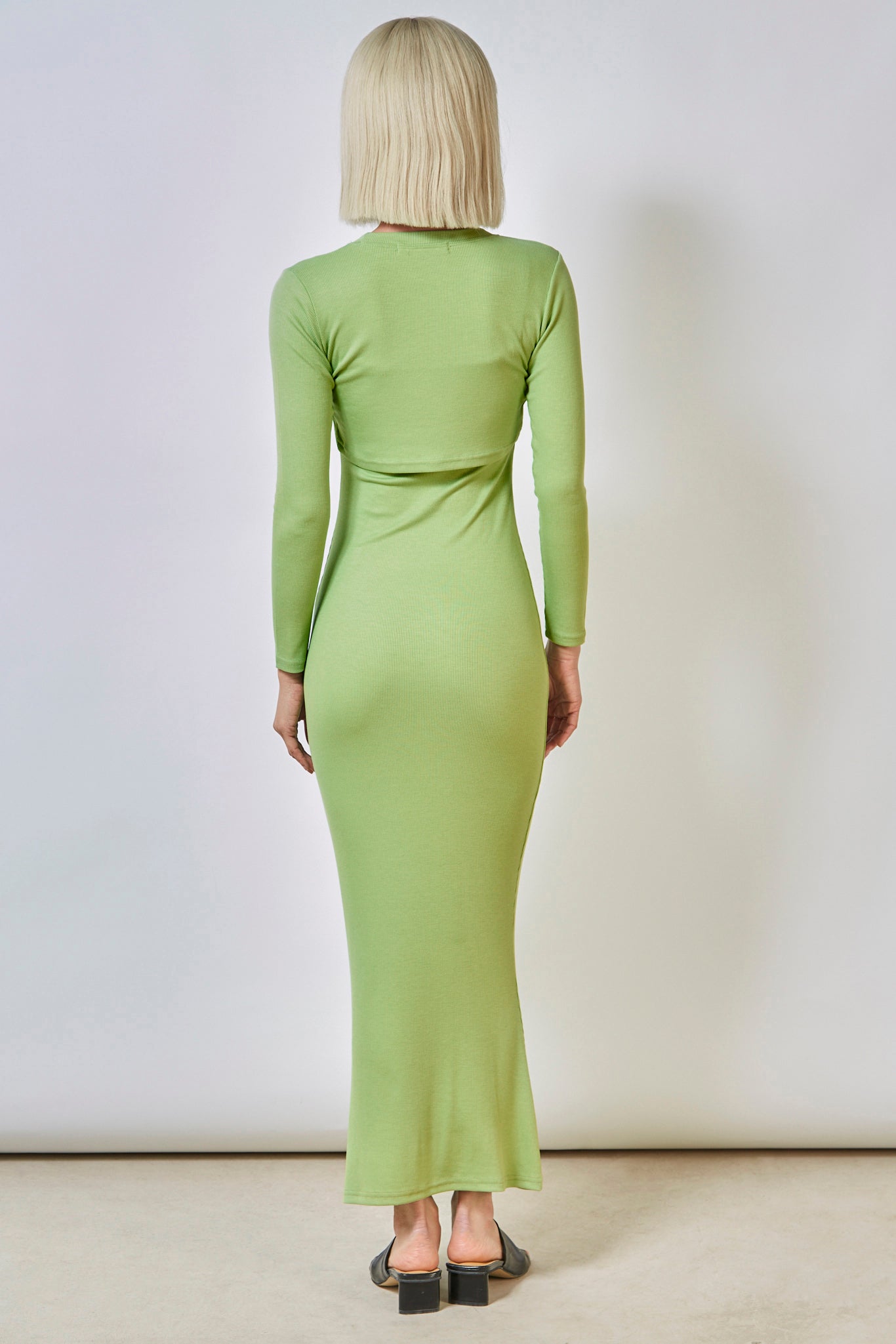 Green peek front jersey dress_4