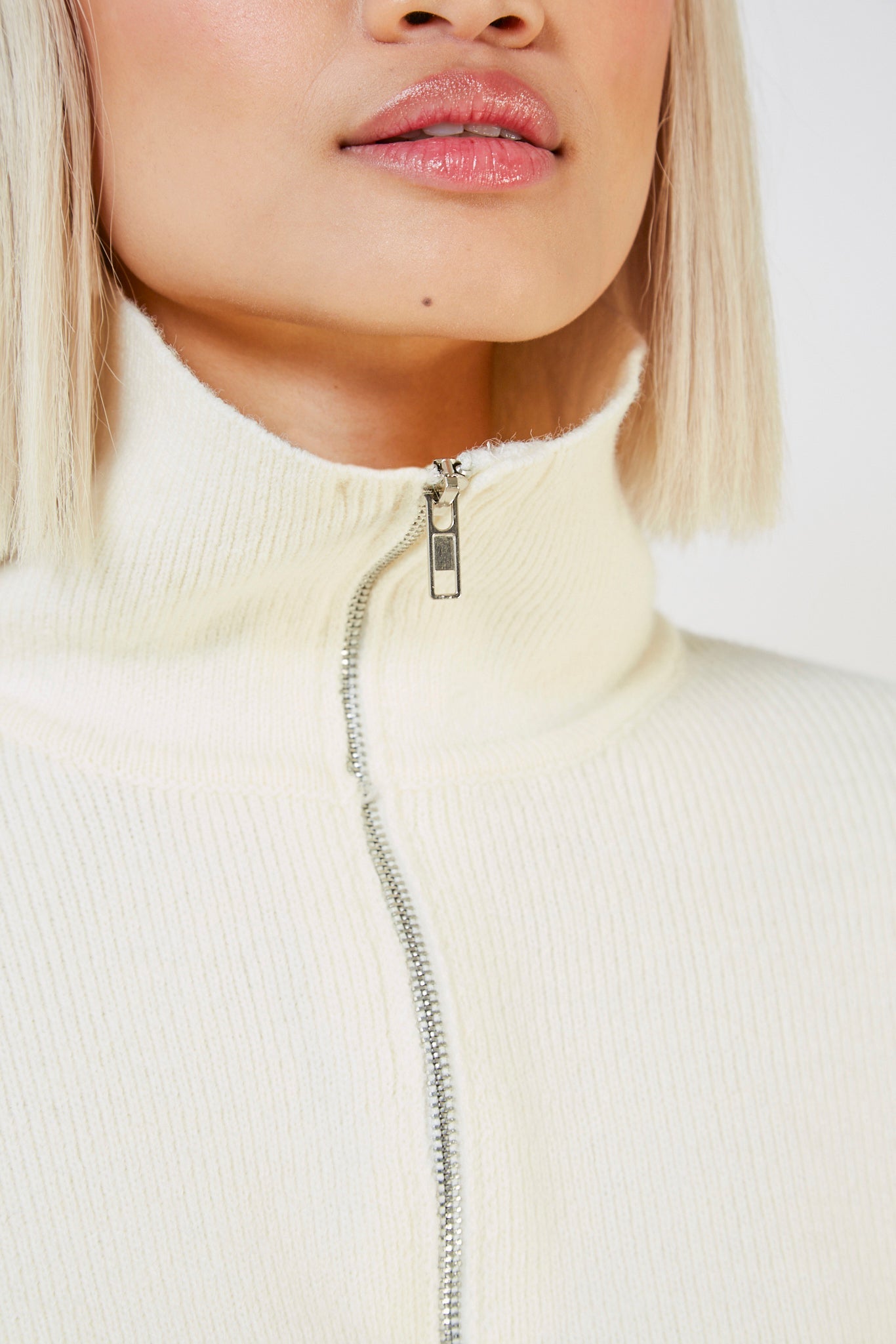 Ivory cropped double zip cardigan_5