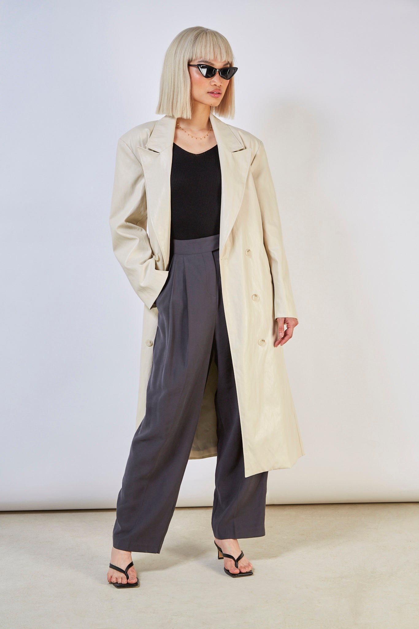 Ivory vegan leather trench coat_3