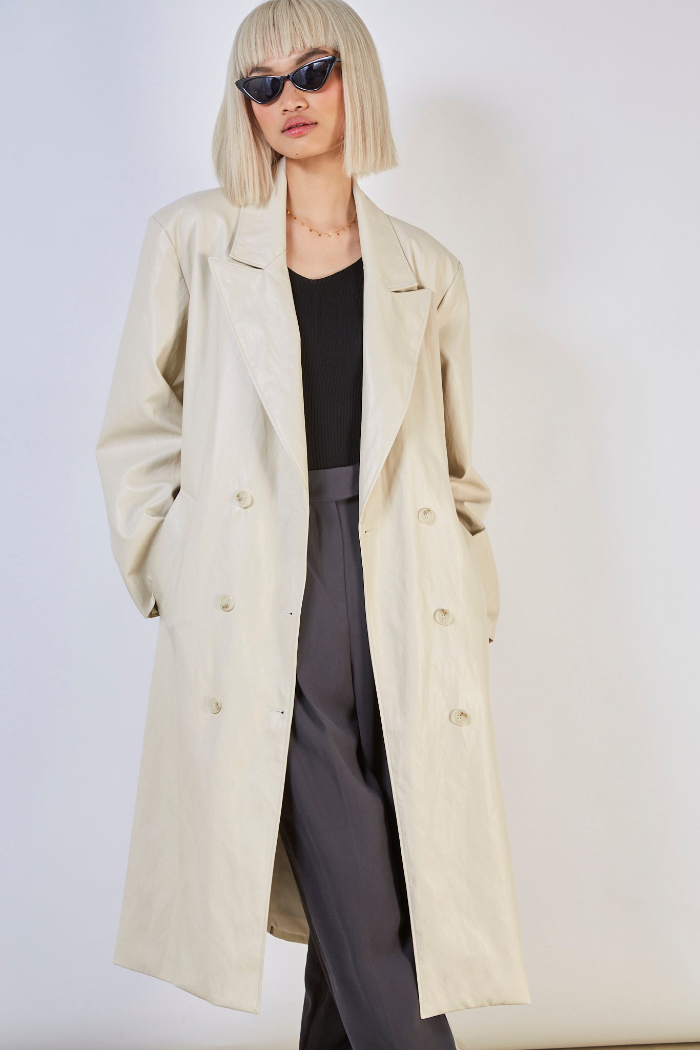 Ivory vegan leather trench coat_1