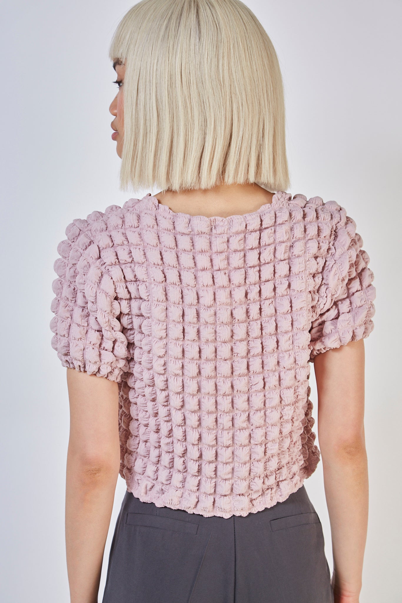Pink textured puff shrunken tee_6
