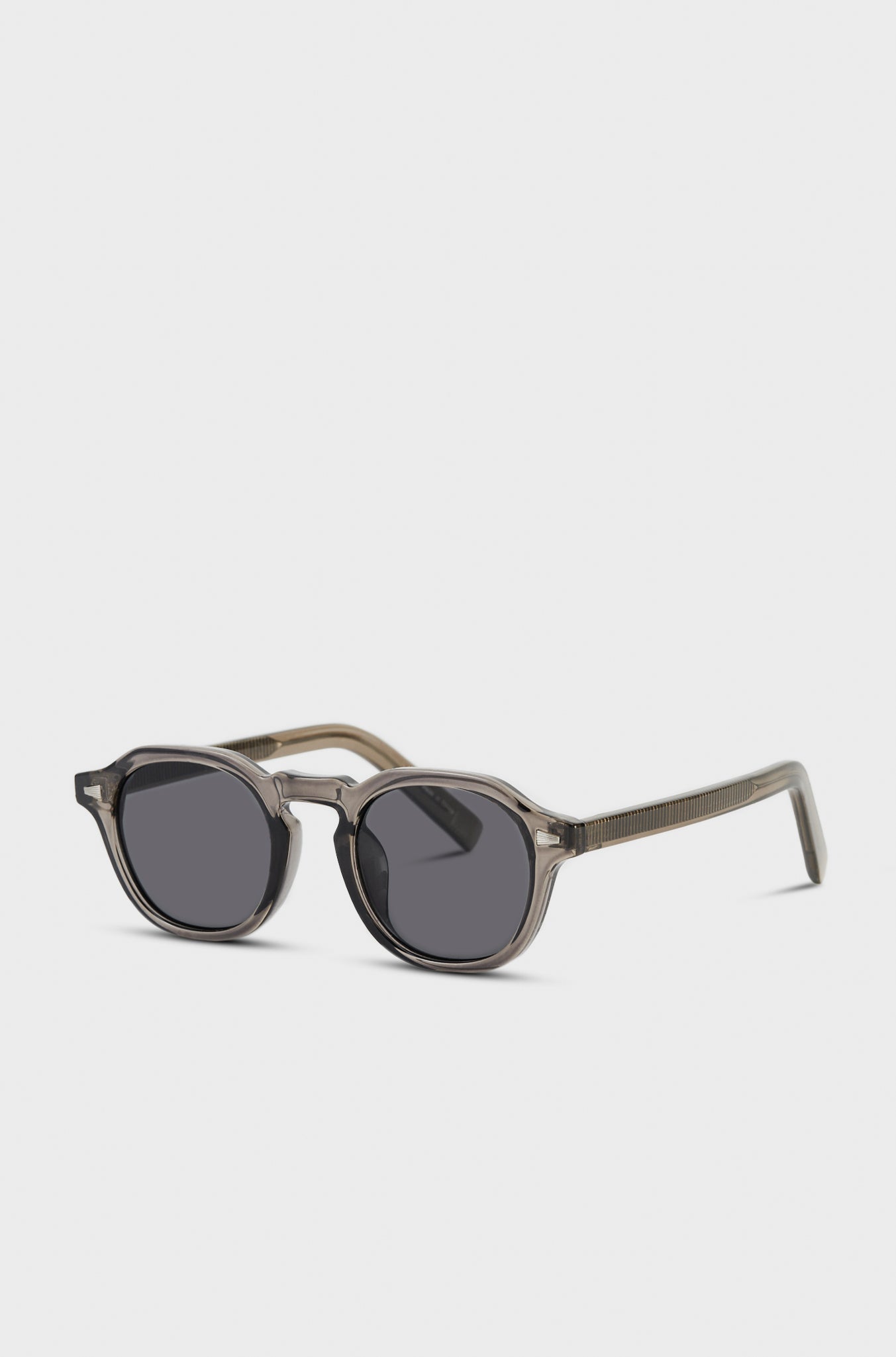 Grey rounded frame smoke lens sunglasses_2