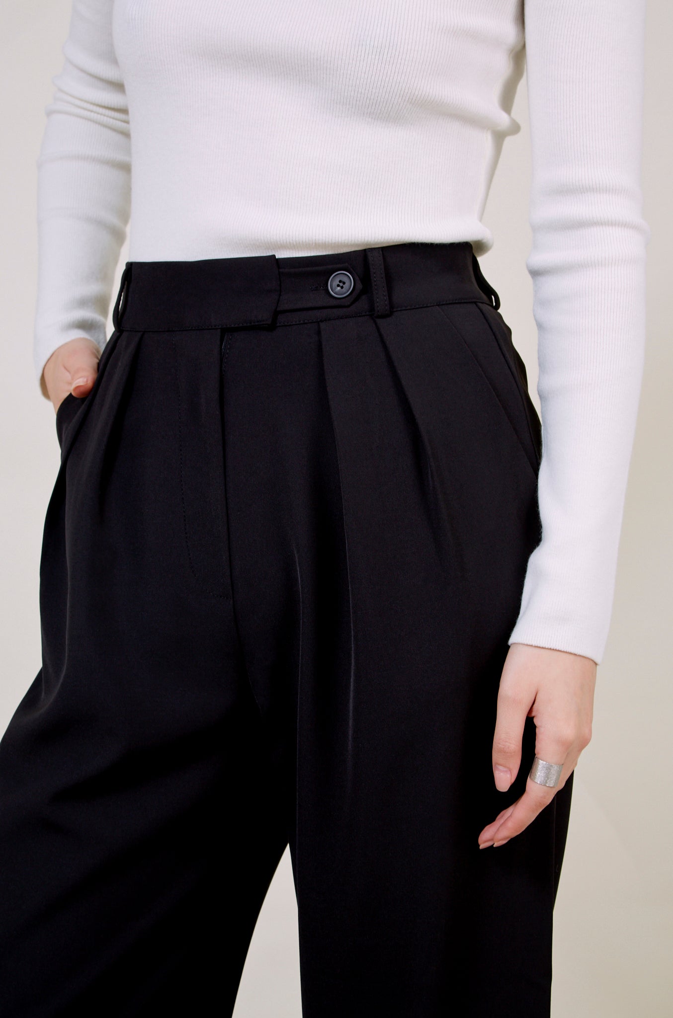 Black side button smart trousers_5