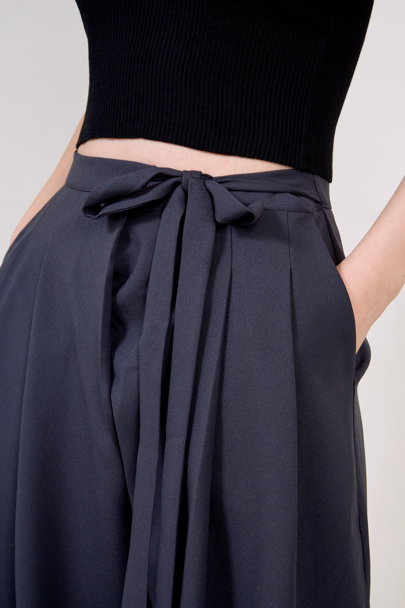 Charcoal grey tie waist trousers_6