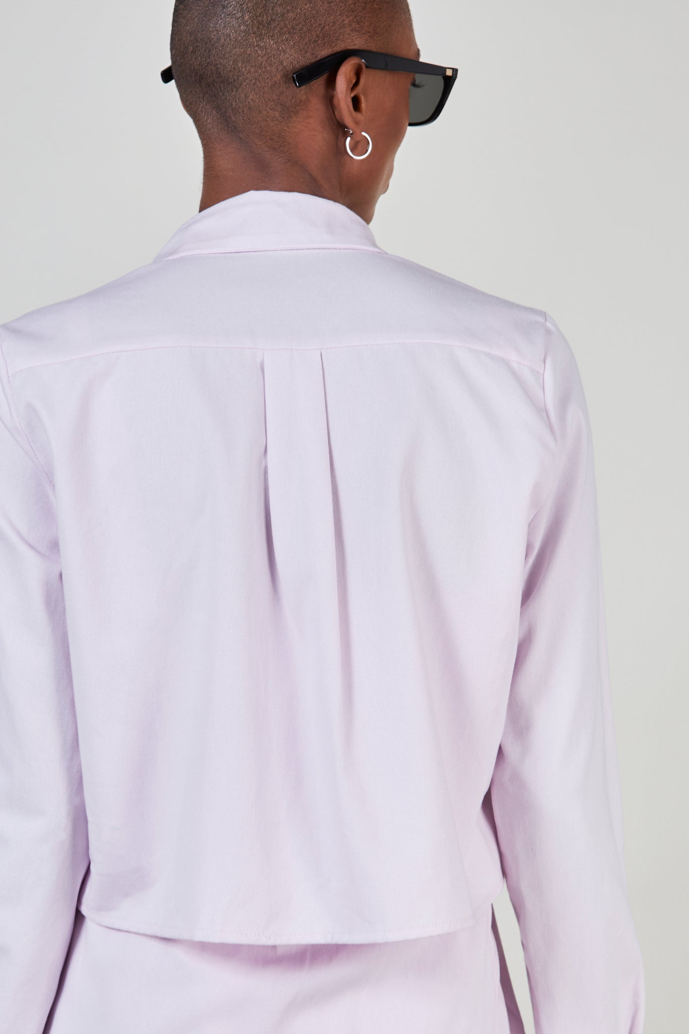 Lilac contrast button short shirt_4