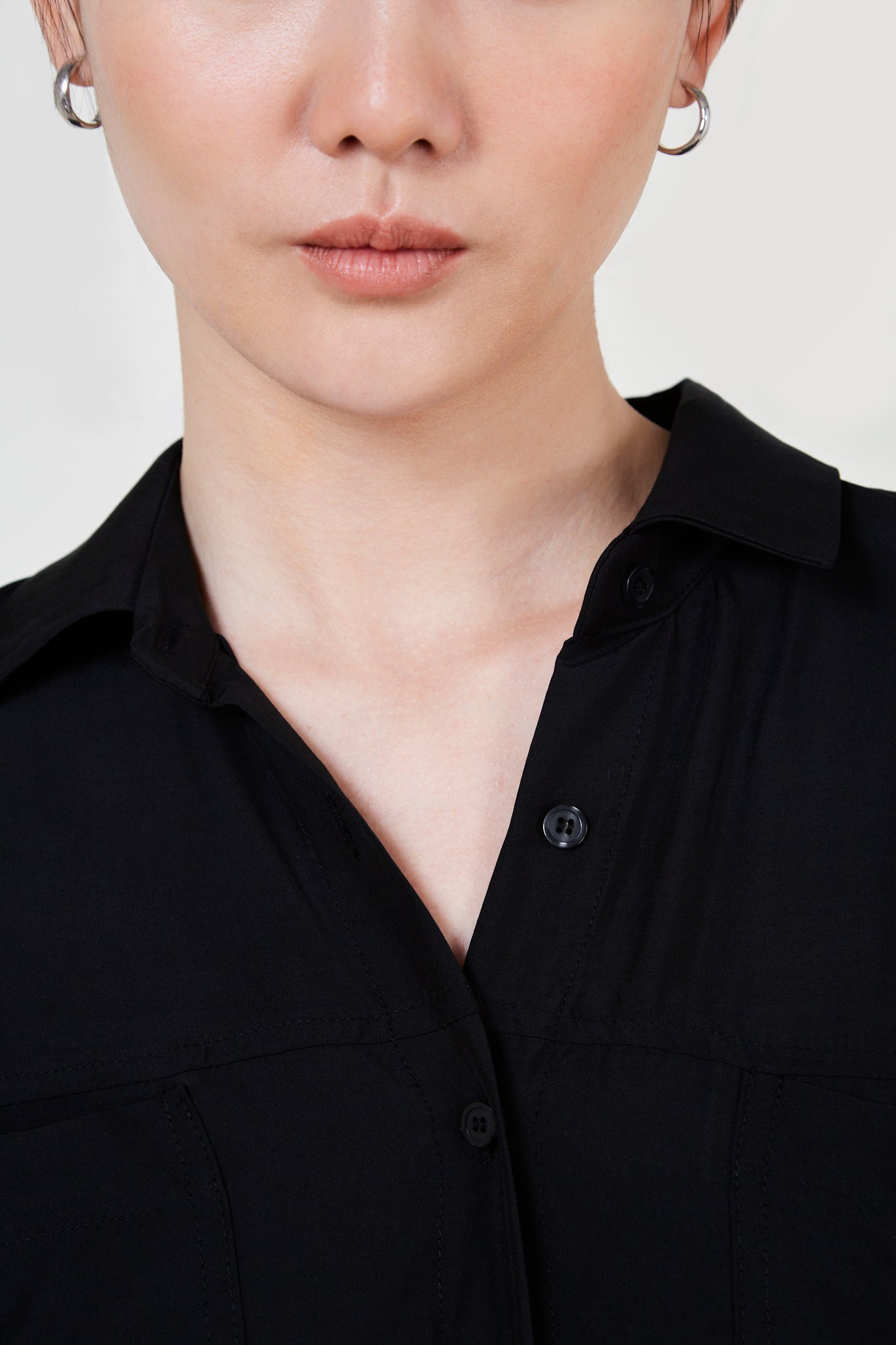 Black relaxed shirt dress_5