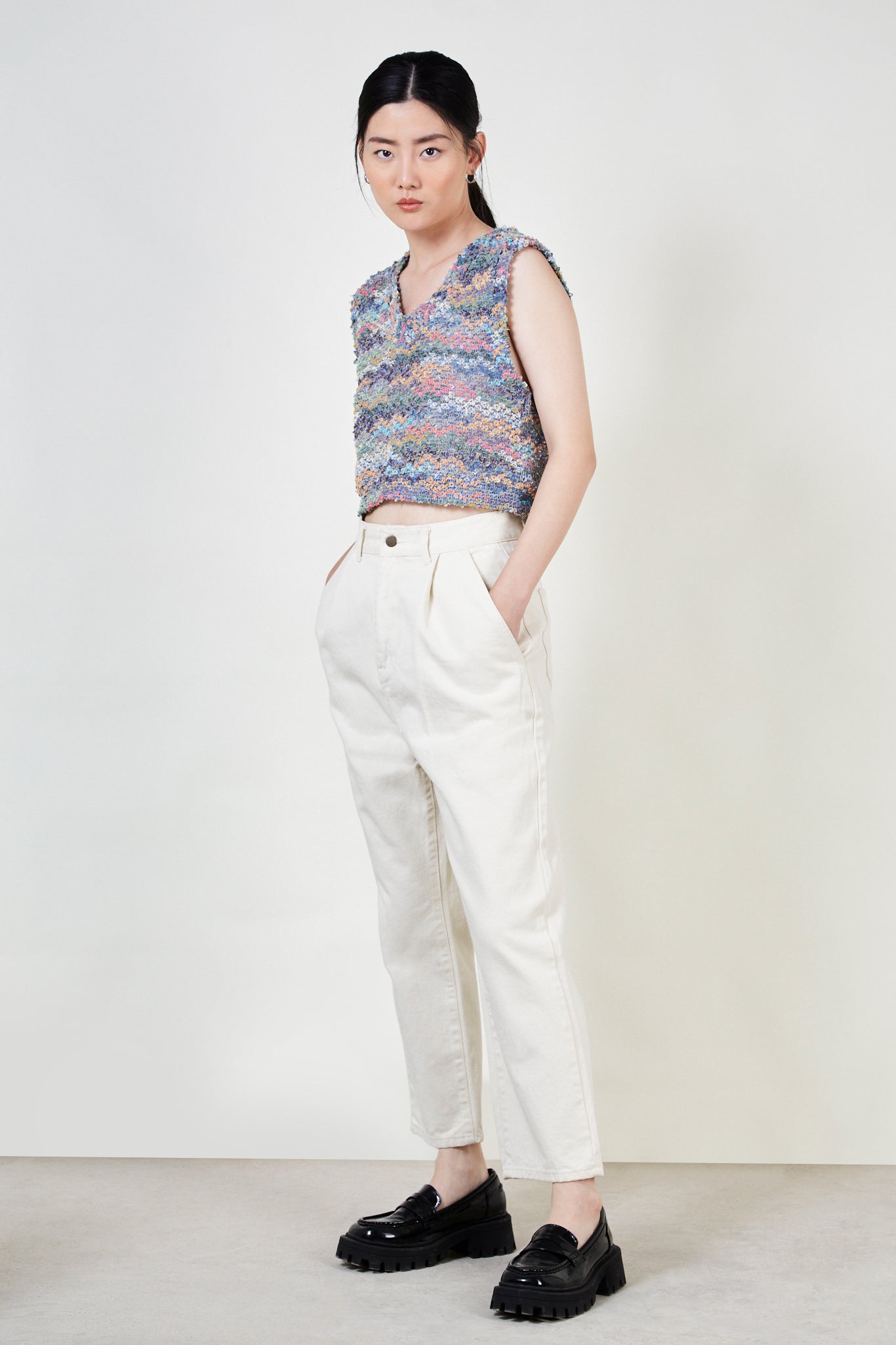 Blue rainbow knit tank_3