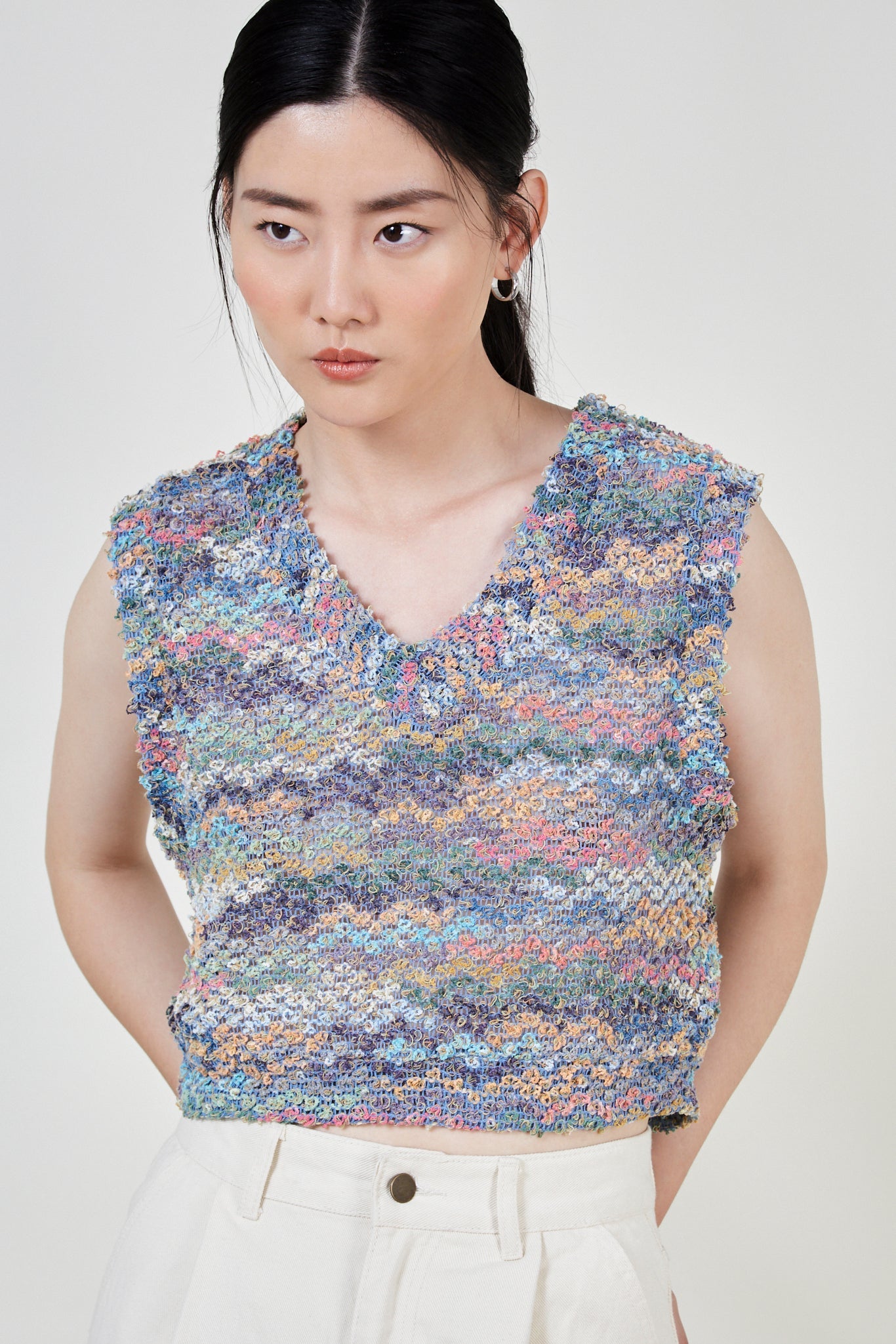 Blue rainbow knit tank_1