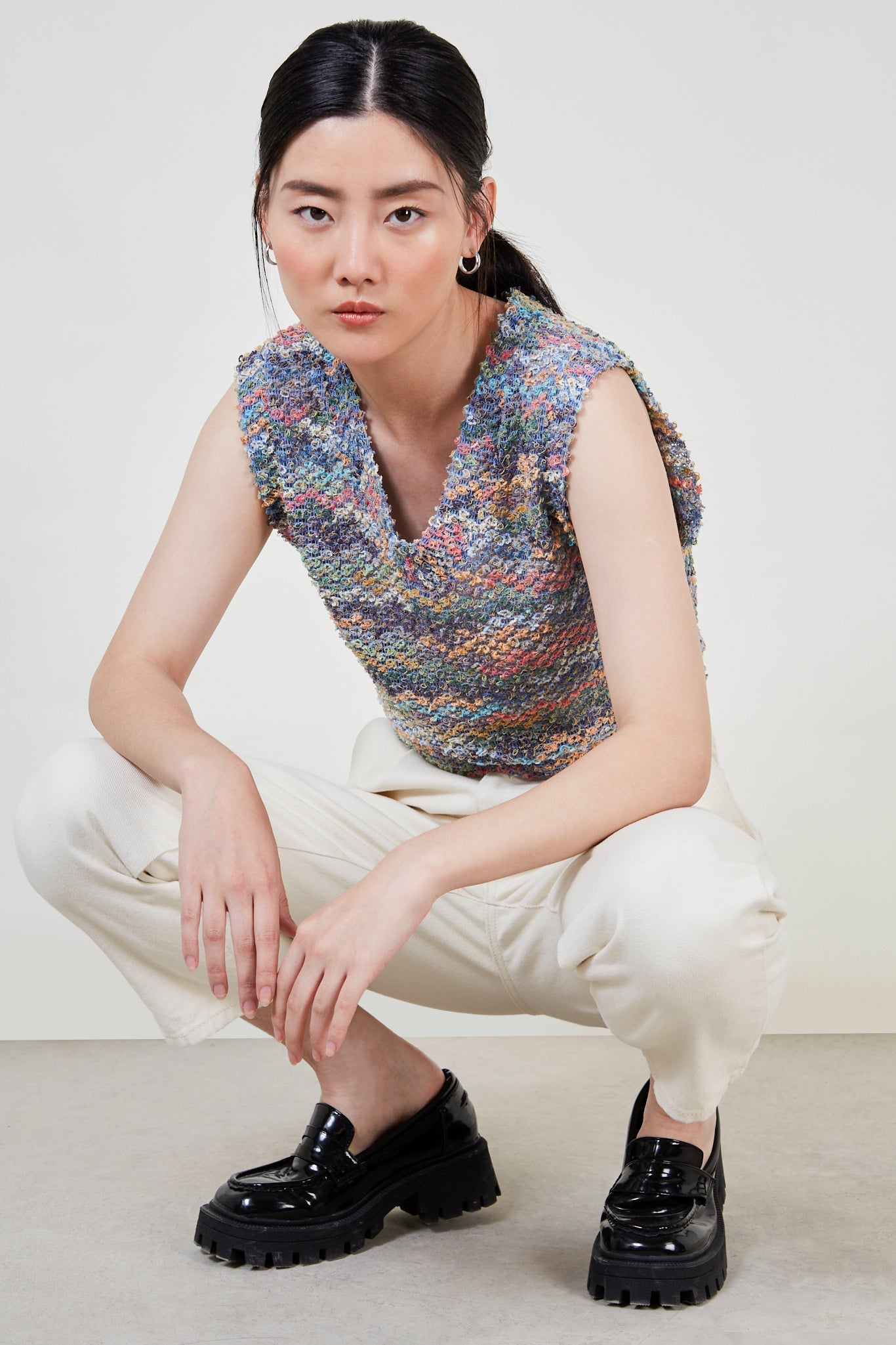 Blue rainbow knit tank_4