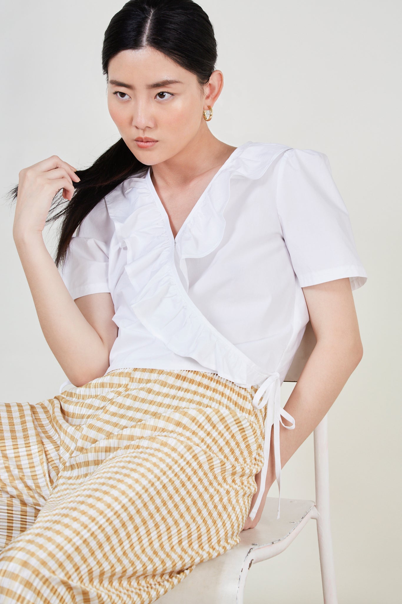 Ivory ruffle trim wrap top_6