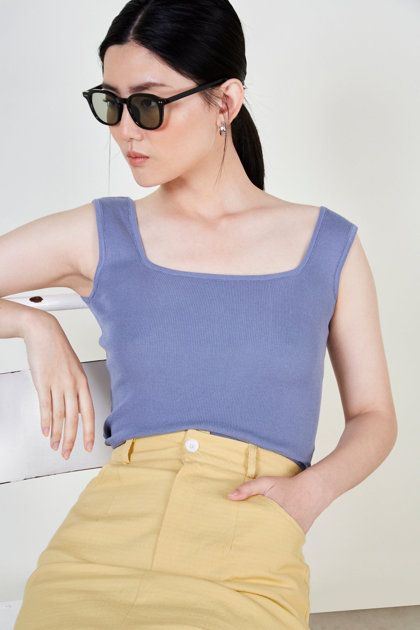Light blue square neck knit tank_1
