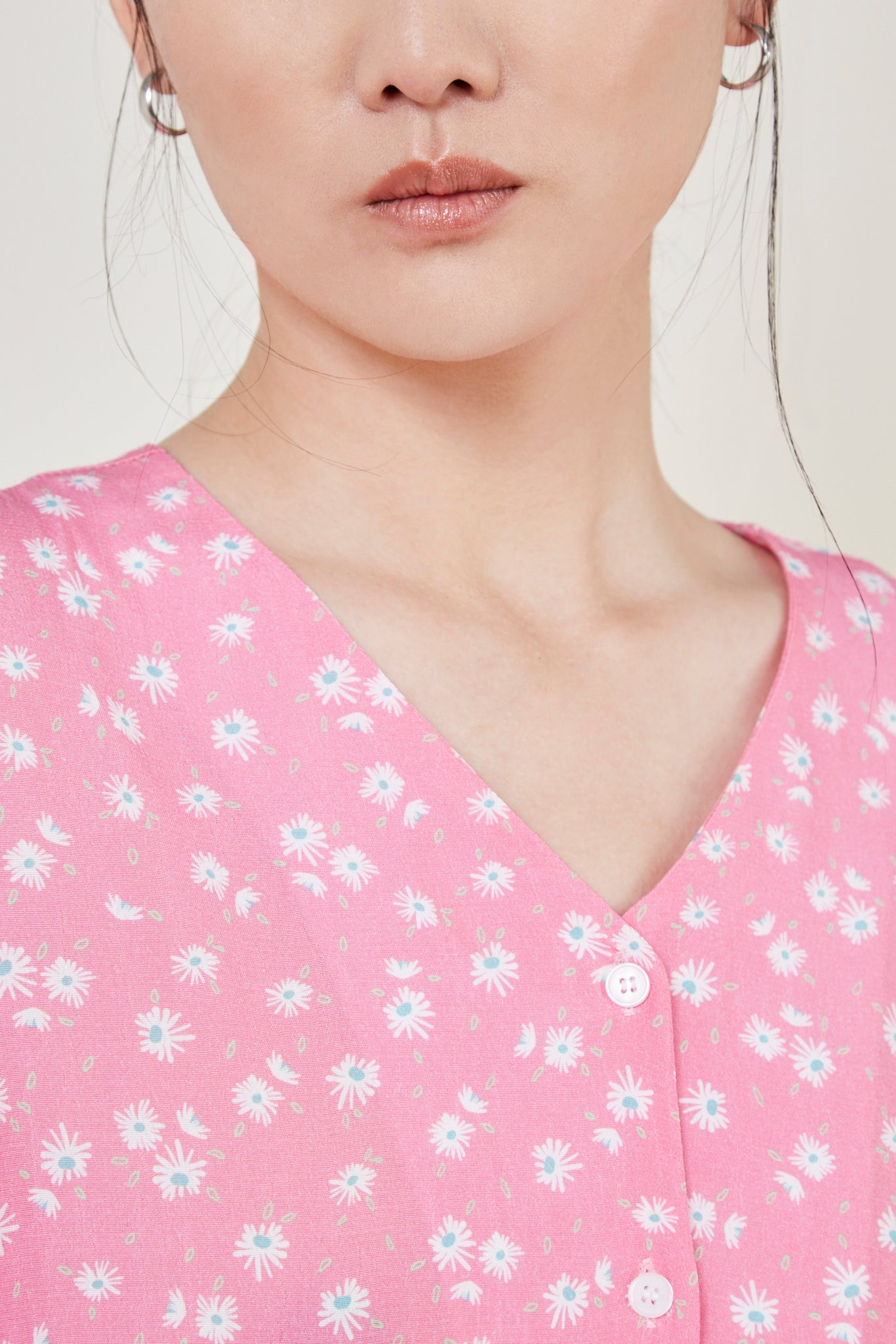 Bright pink floral print maxi dress_5