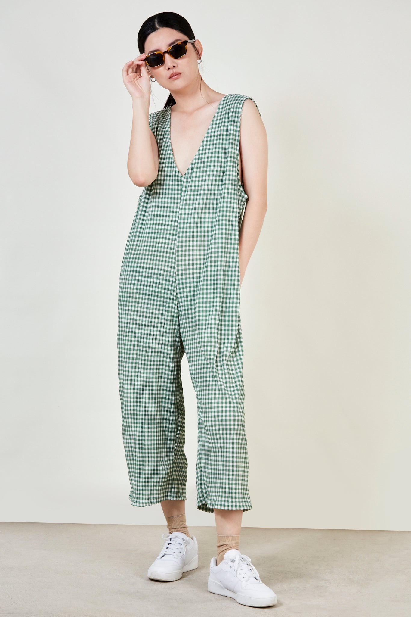 Green gingham jumpsuit_2