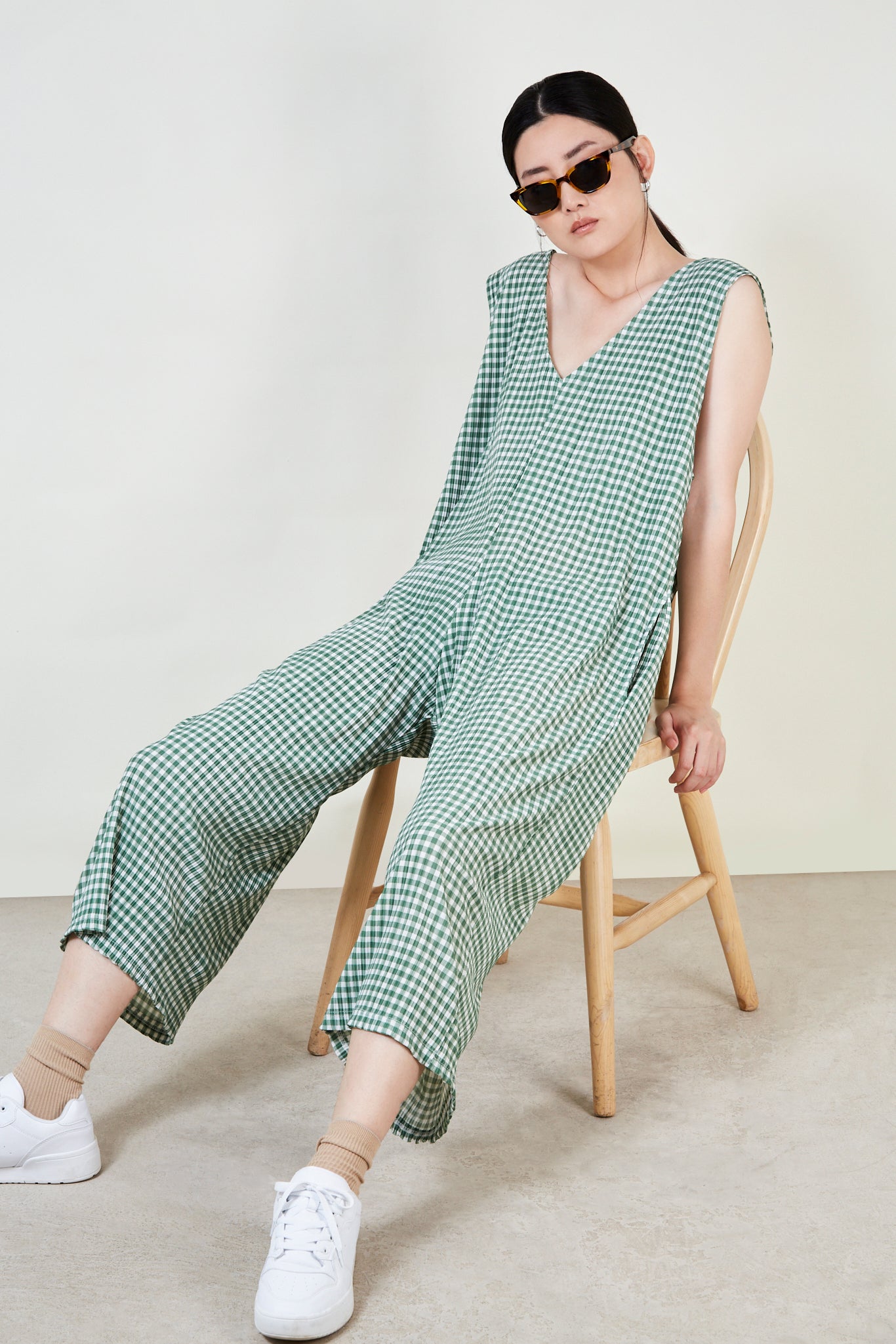 Green gingham jumpsuit_1