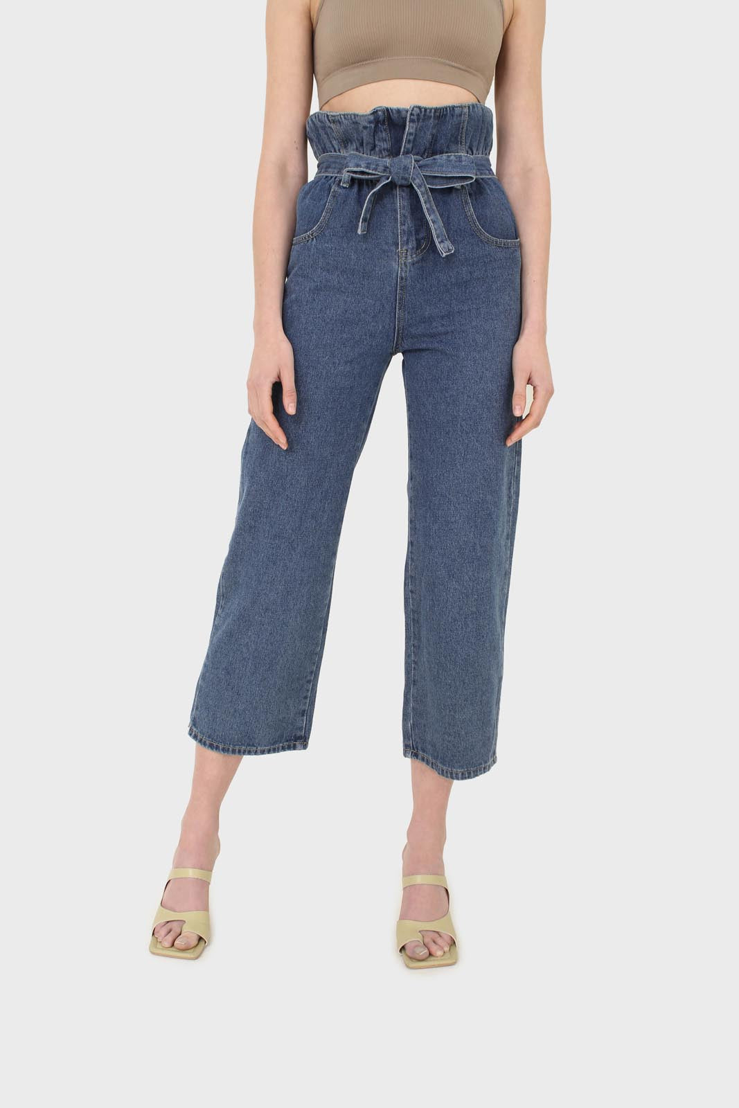 Mid blue high bag waist jeans_1