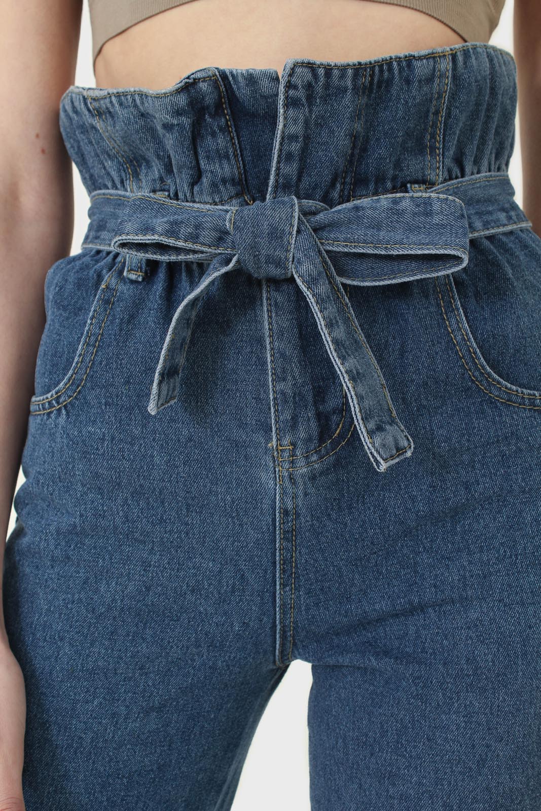 Mid blue high bag waist jeans_2