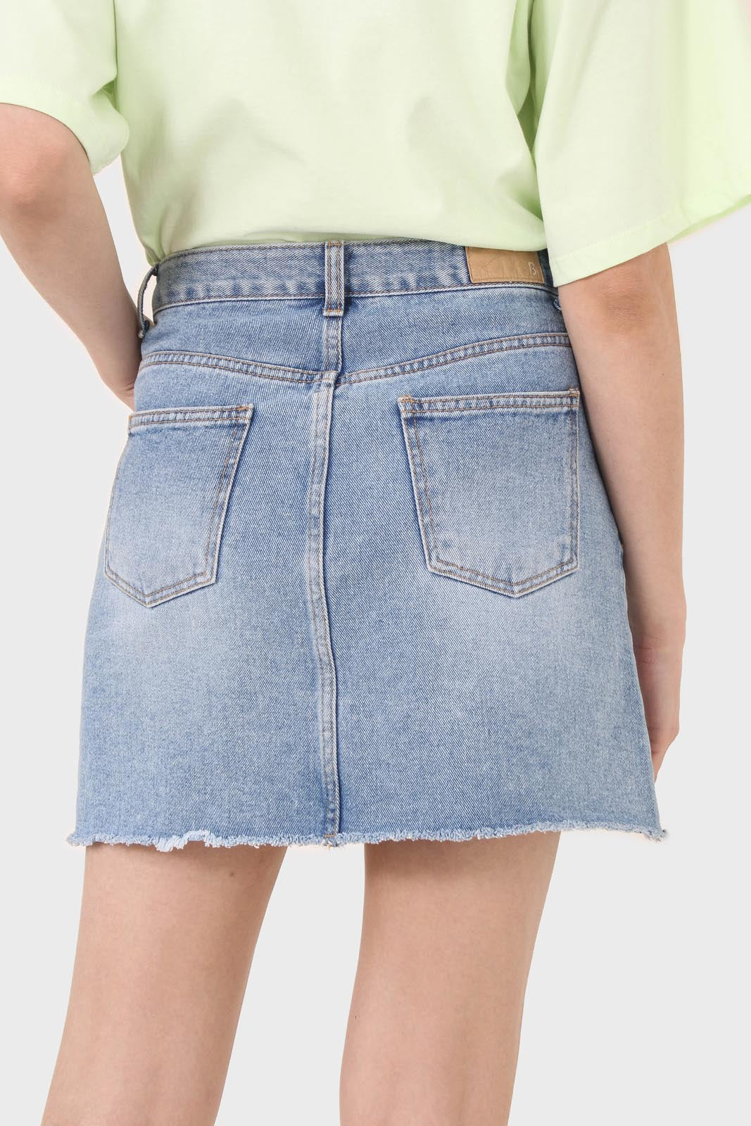 Light blue raw hem denim mini skirt - 3755_4