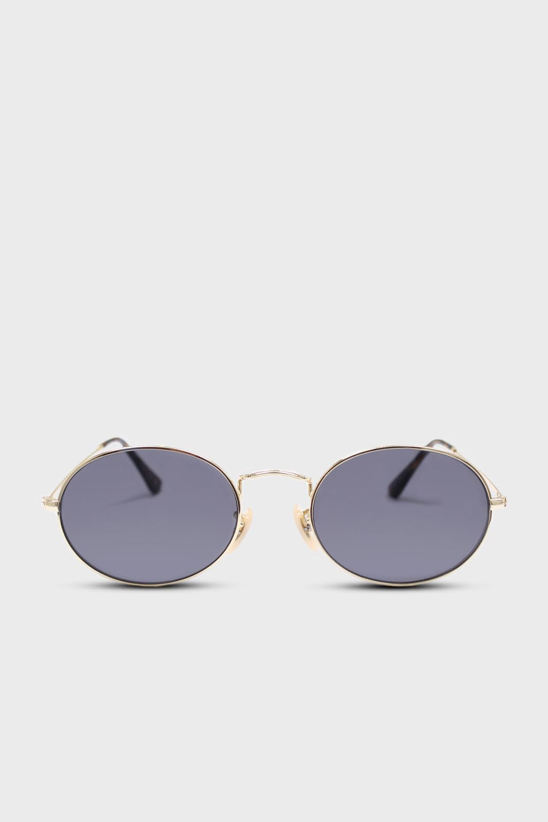 Black gold frame small oval lens sunglasses_1