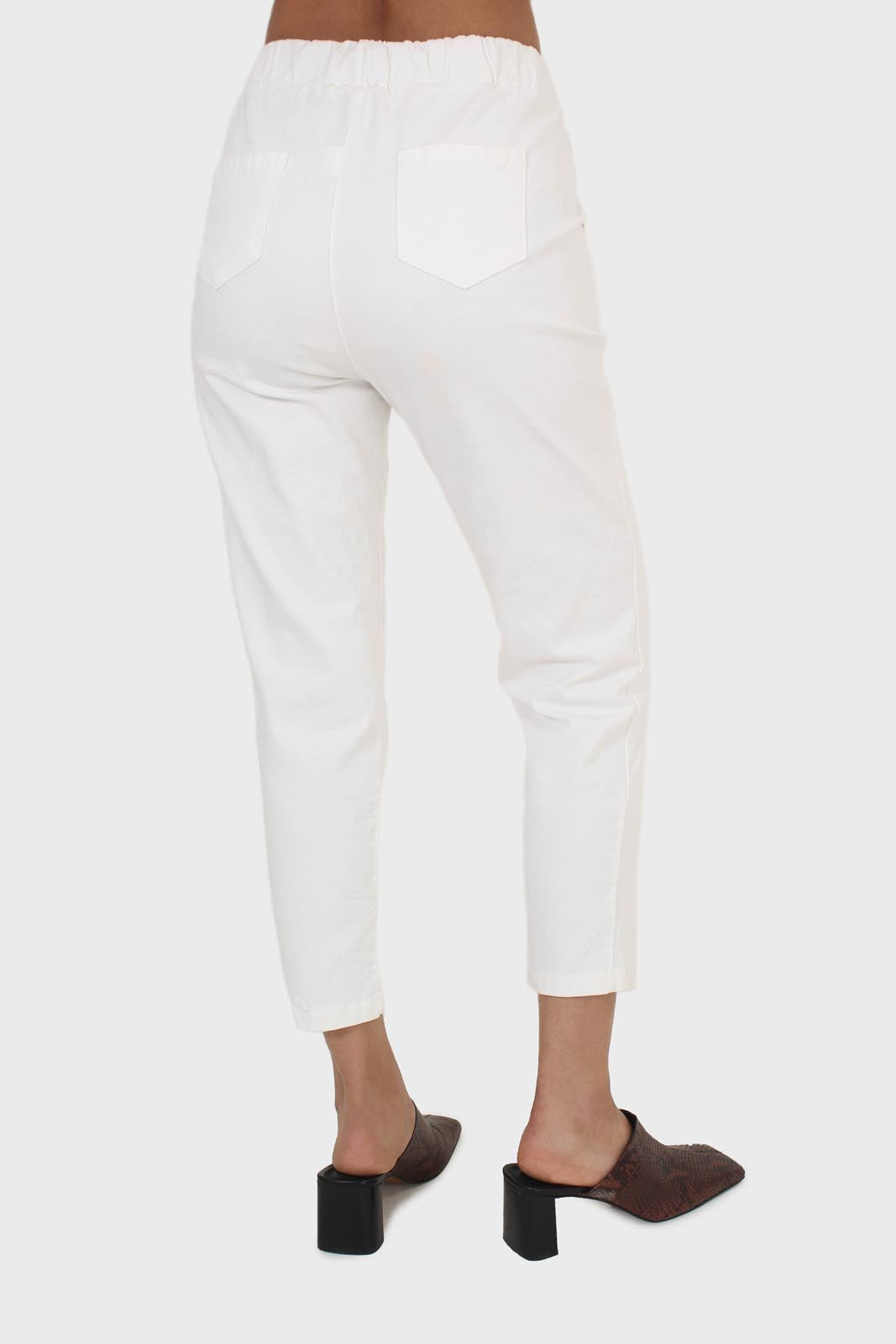 White dart front loose fit drawstring trousers_8