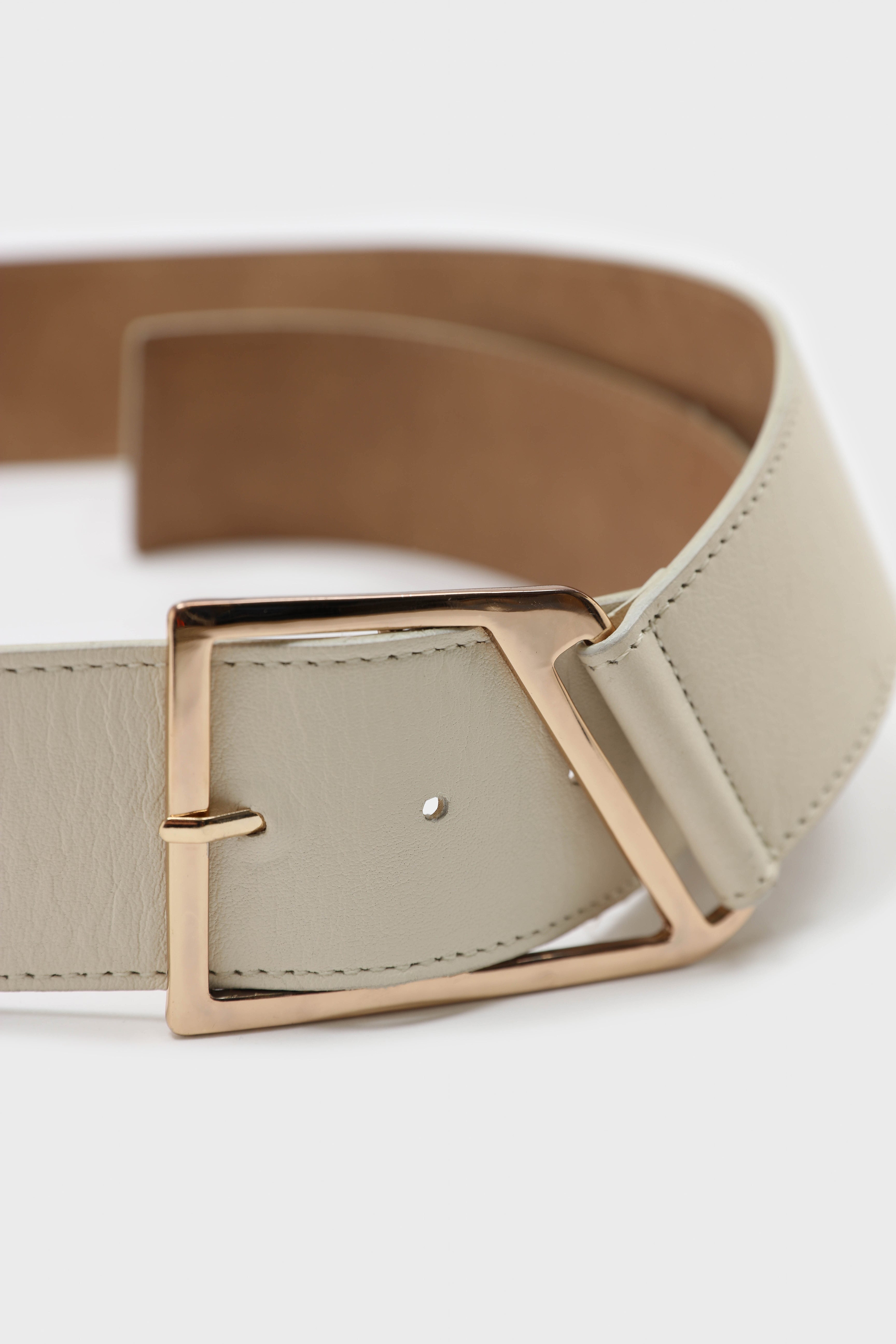 Ivory genuine leather gold buckle belt_1