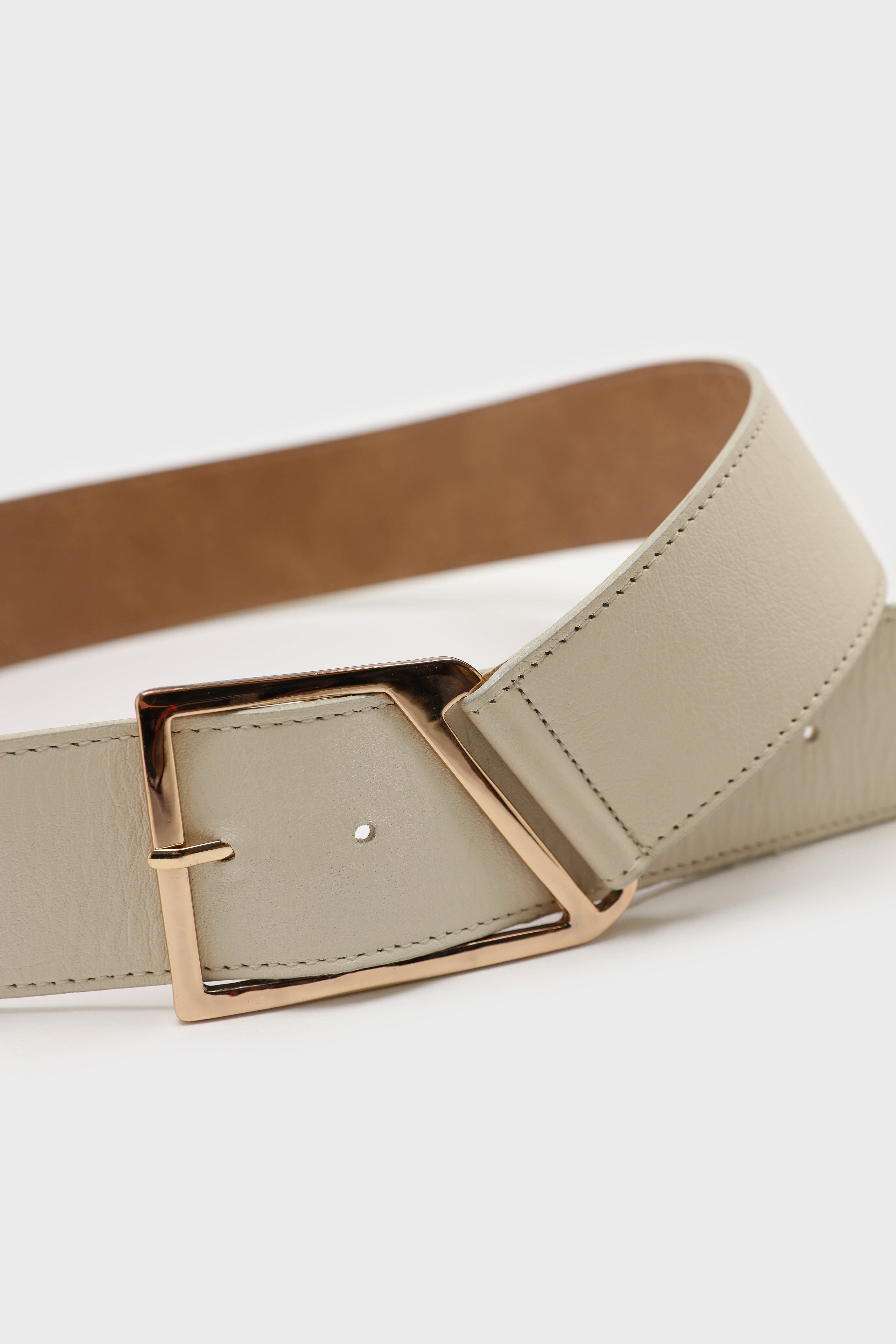 Ivory genuine leather gold buckle belt_2