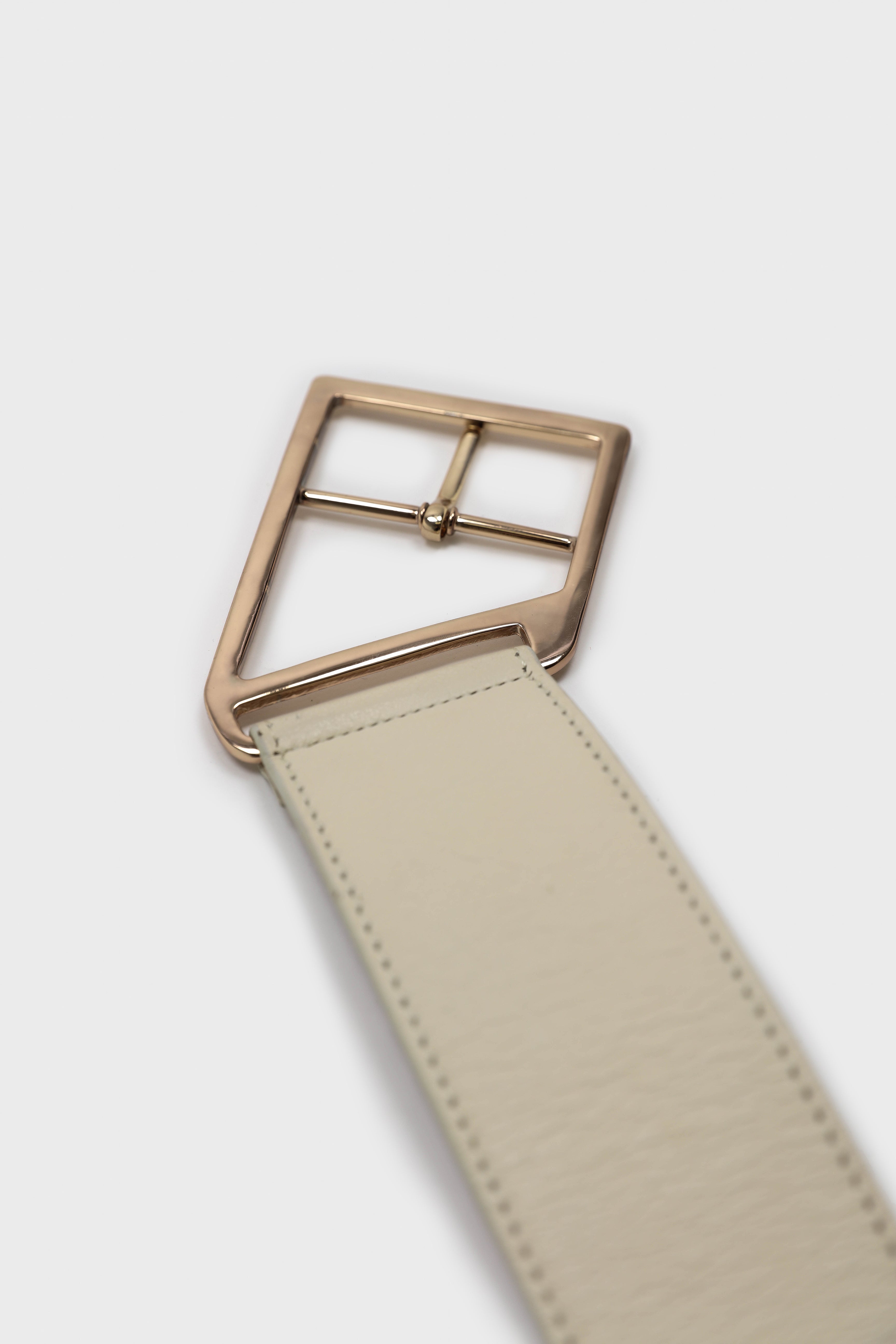 Ivory genuine leather gold buckle belt_3