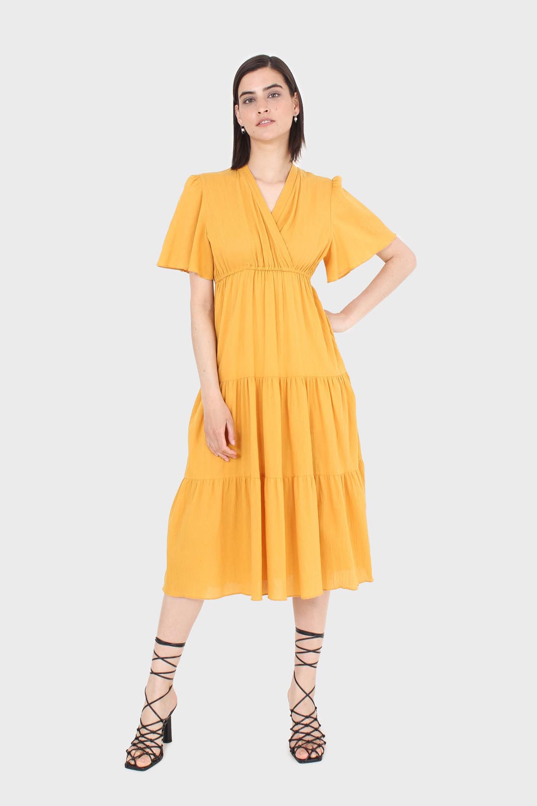 Mustard yellow v-neck tiered maxi dress_1