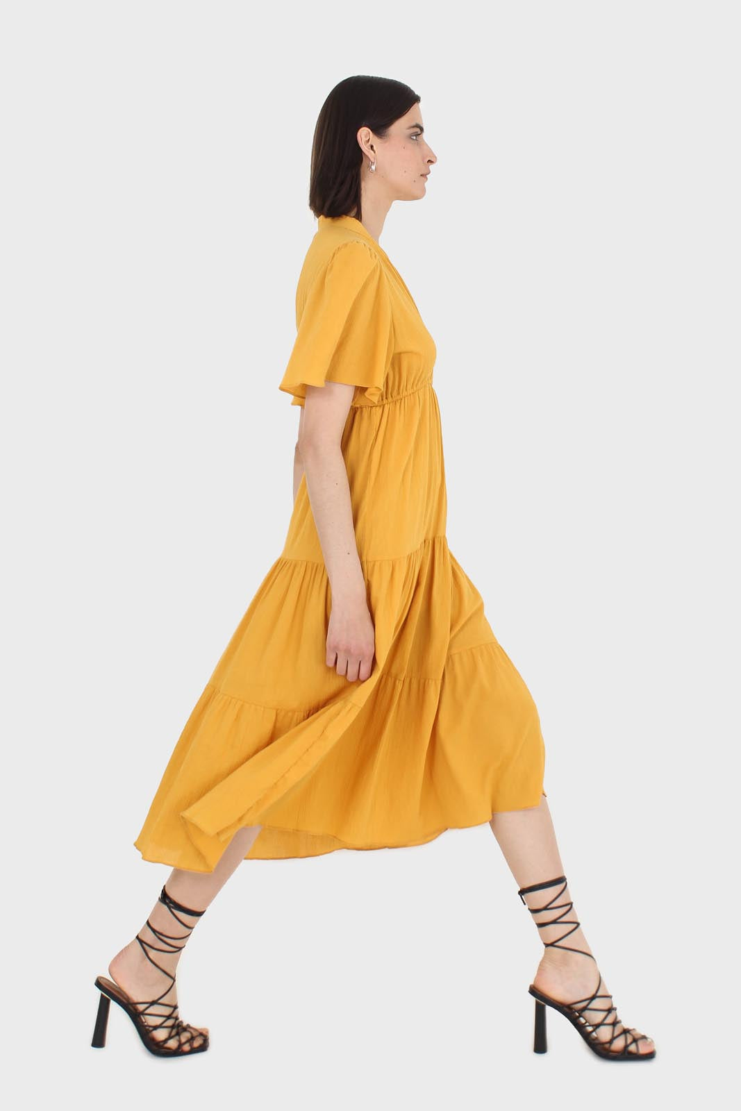 Mustard yellow v-neck tiered maxi dress_7