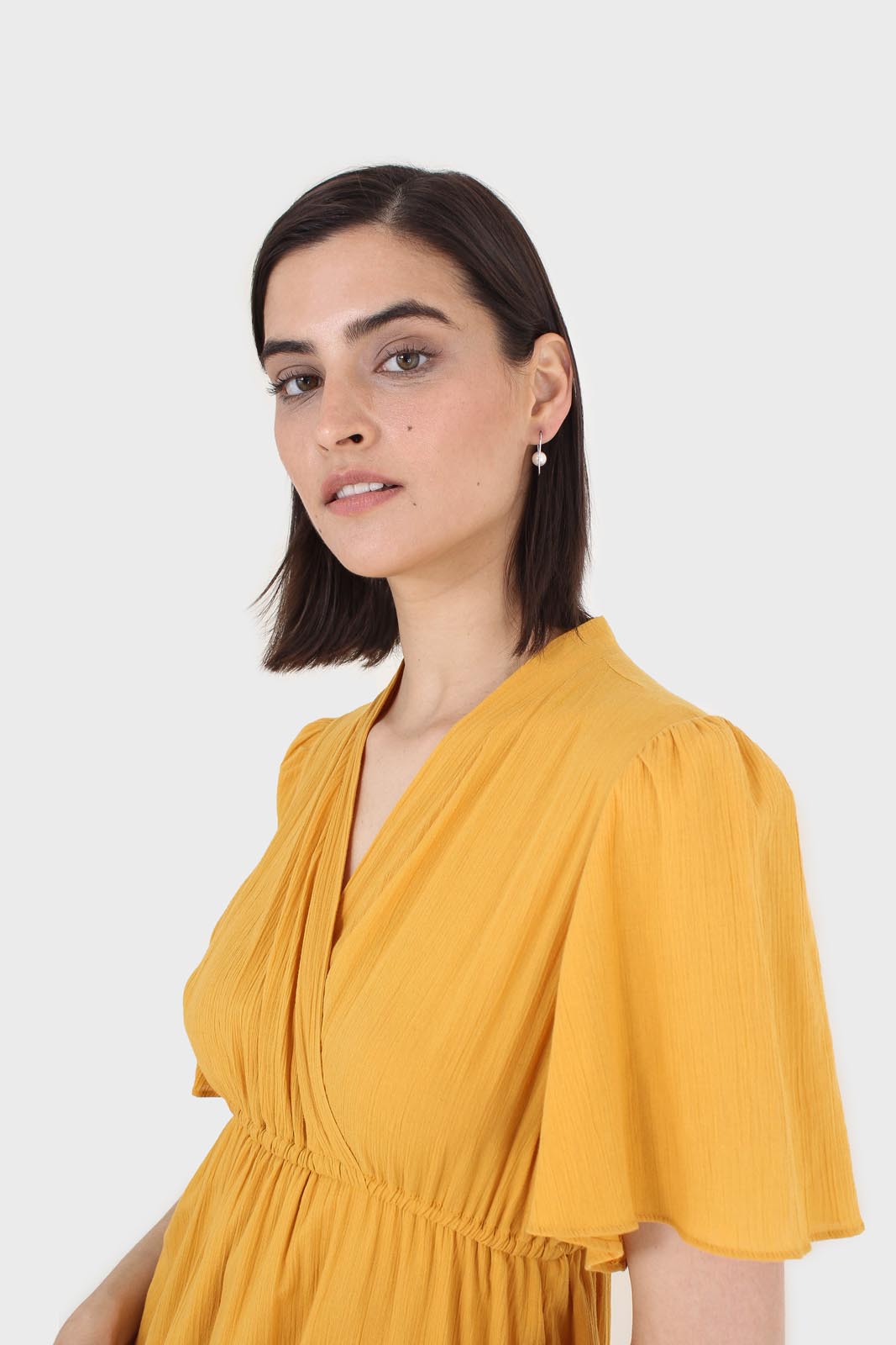 Mustard yellow v-neck tiered maxi dress_3