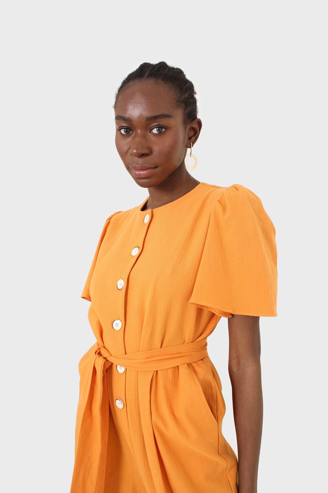 Orange belted short sleeved jumpsuit_8