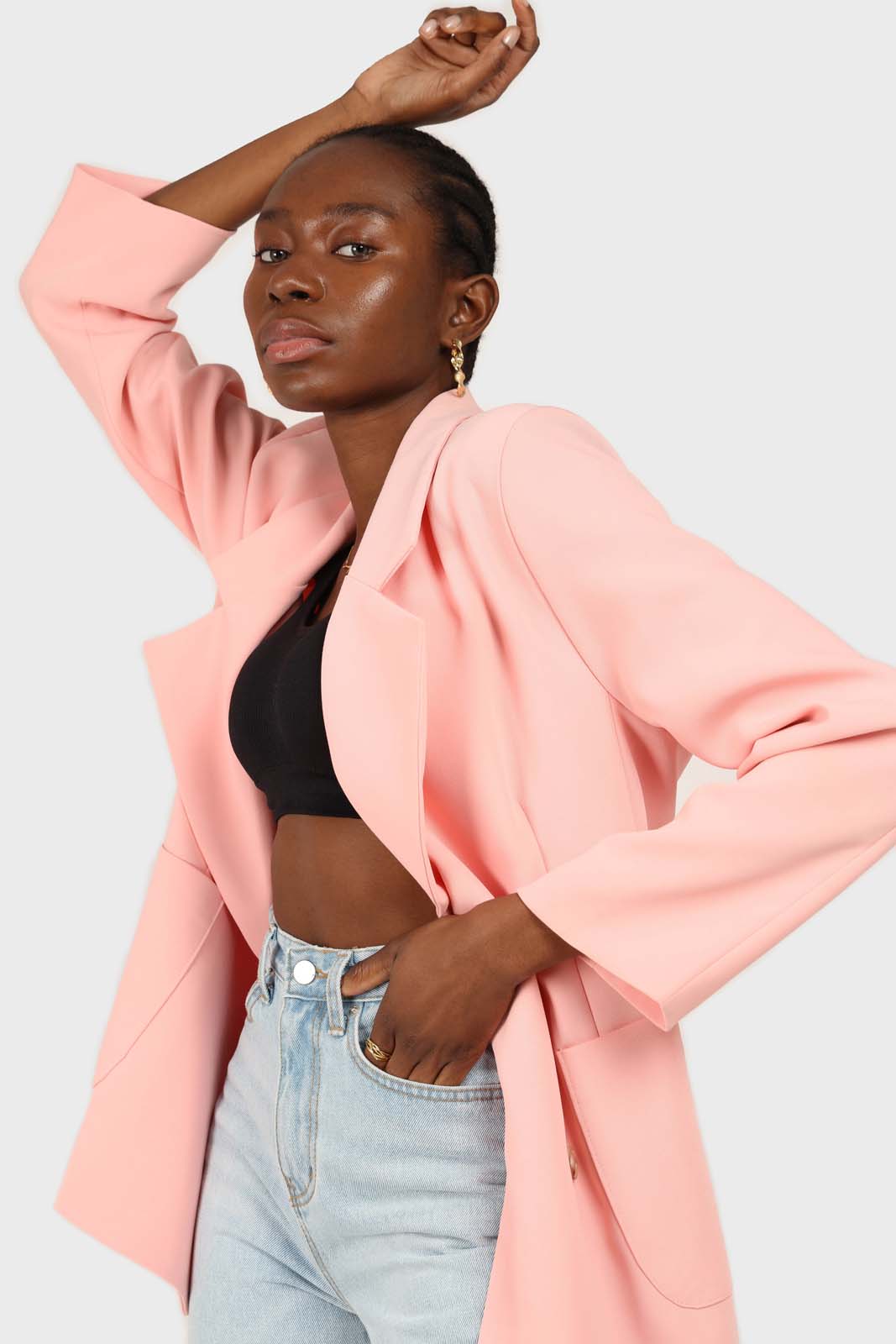 Baby pink belted oversized jacket_3