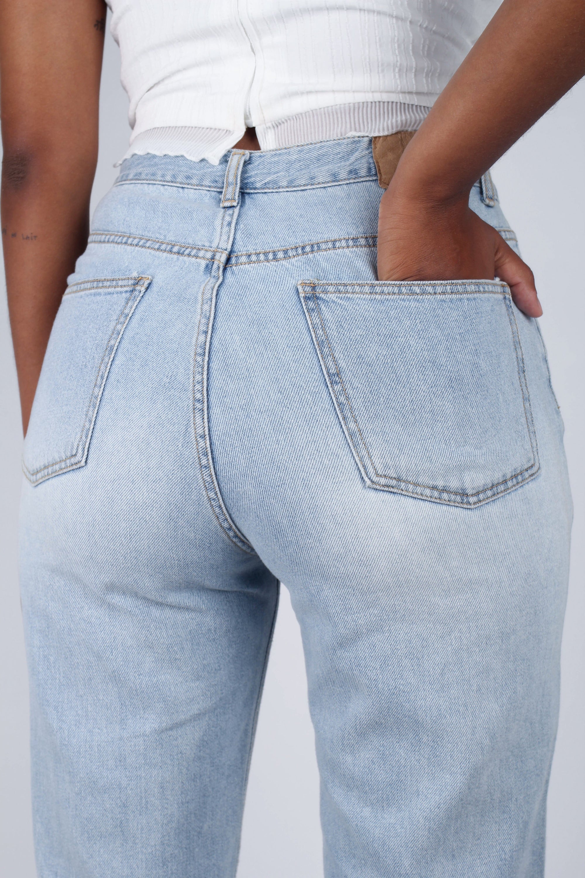 Light blue slit loose fit jeans - 5138_1