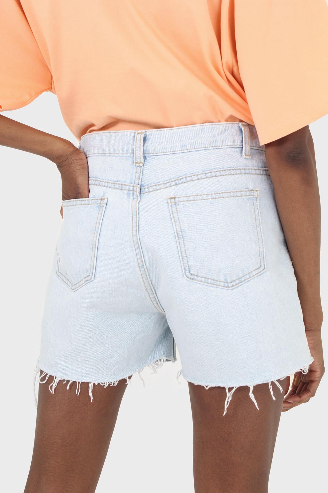 Light blue raw hem denim shorts - 2246_2