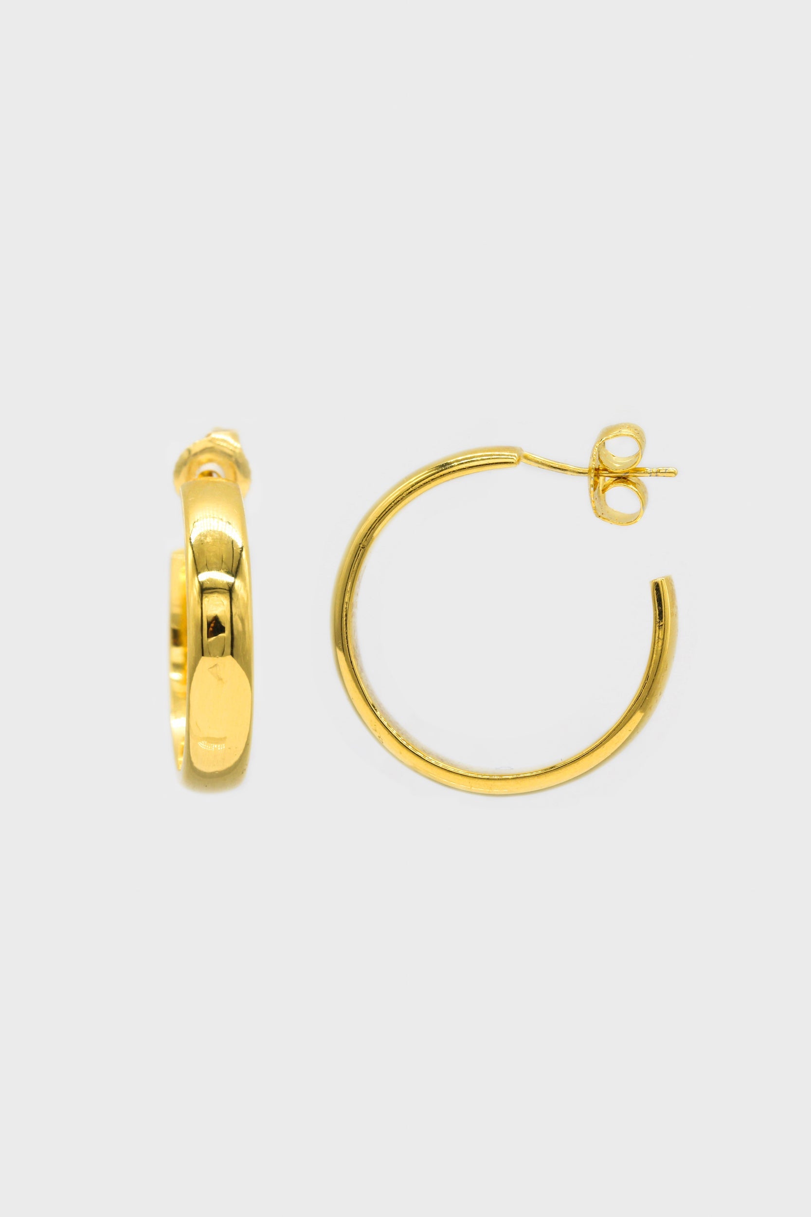 Gold thick hoop glossy earrings - 25mm_4