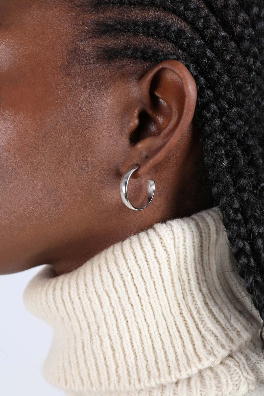 Silver thick hoop glossy earrings - 25mm_4