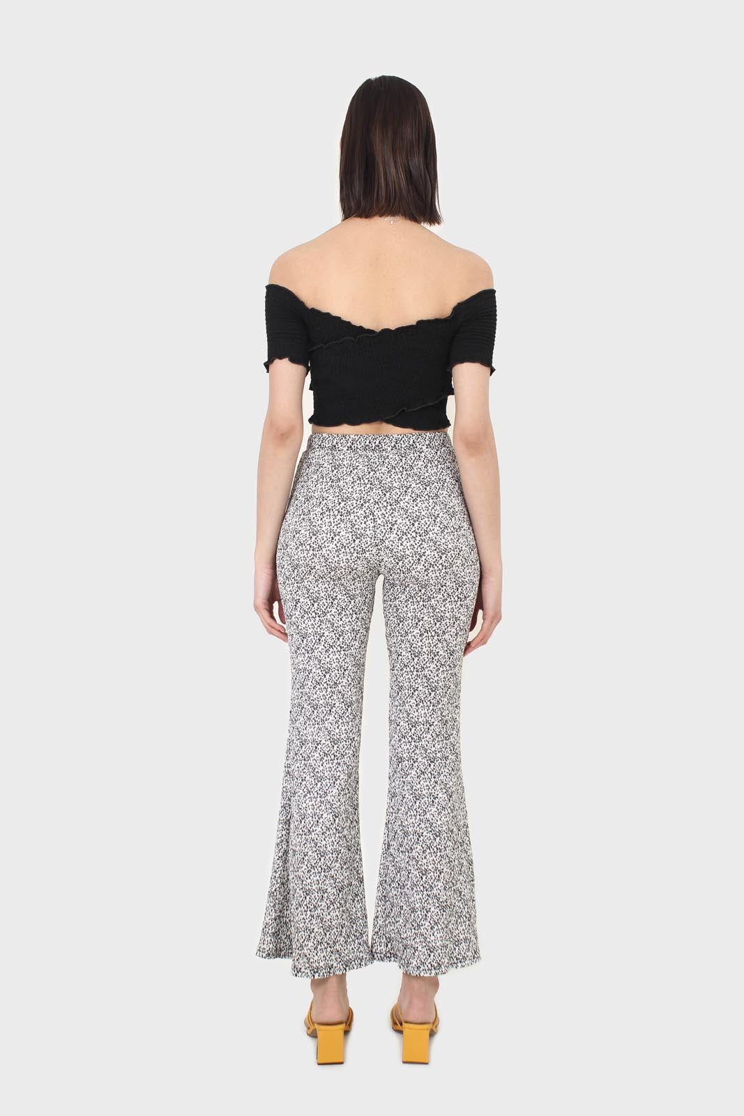 Black ruched cropped off shoulder tee_7