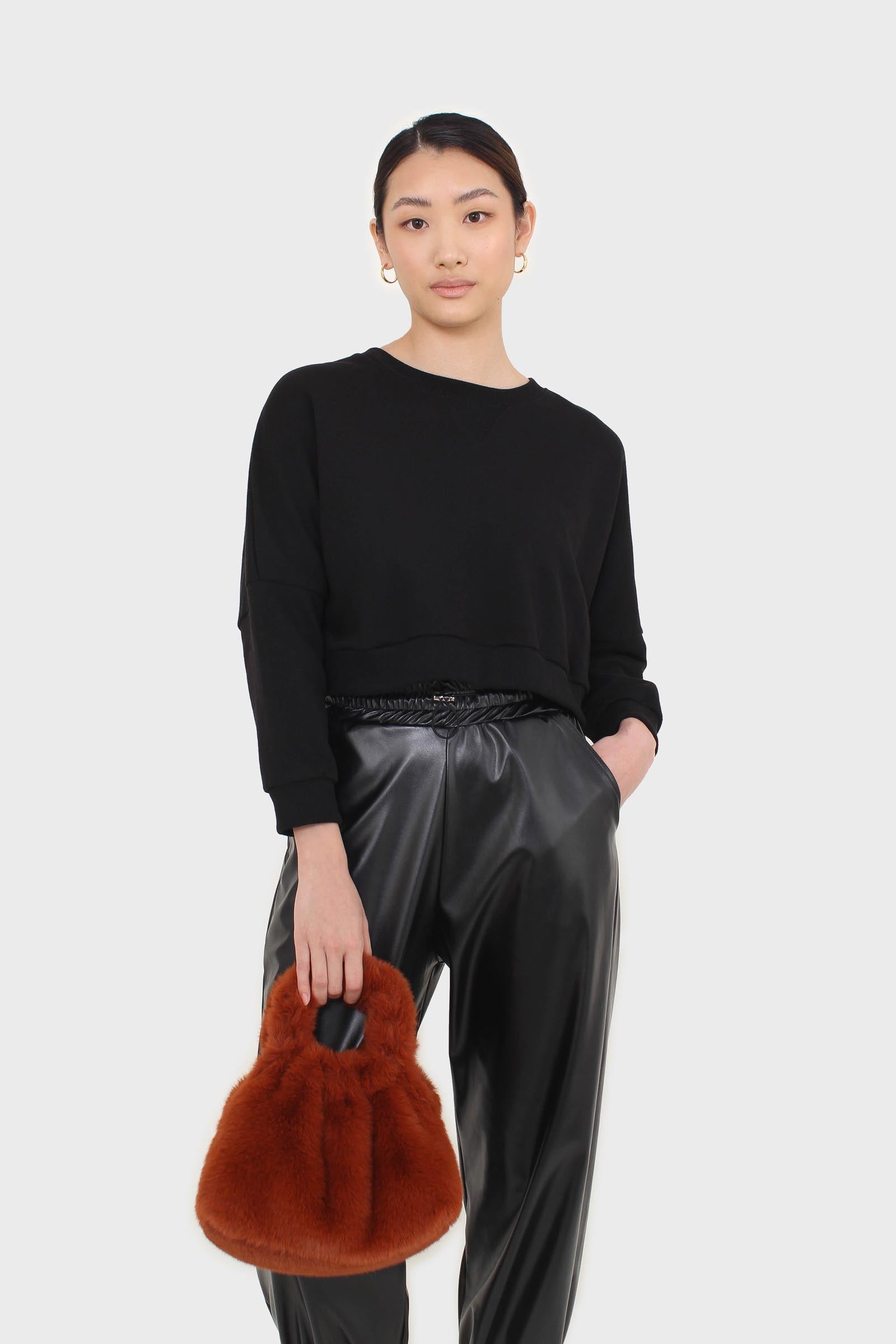 Black cropped thick trim sweatshirt_3