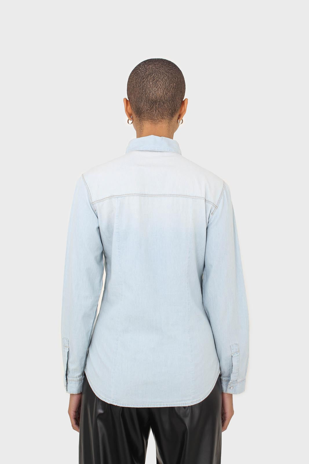 Light blue chest pocket denim shirt_4