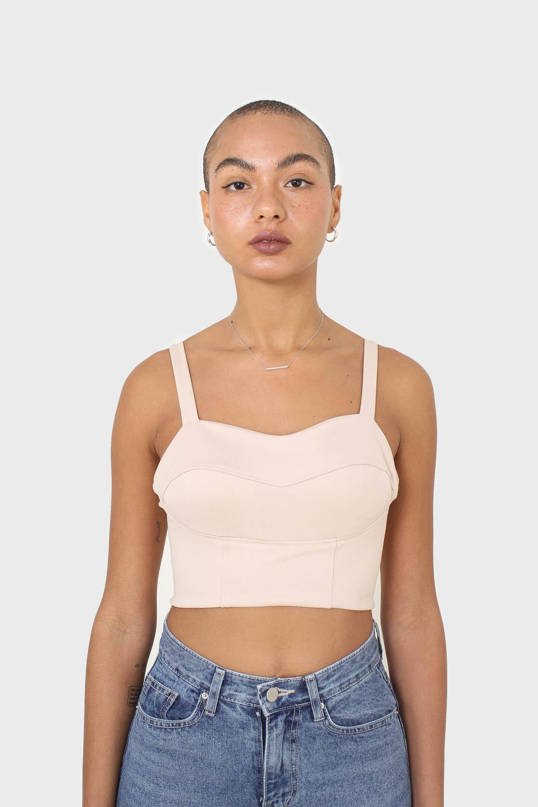 Beige thick strap corset bustier_1