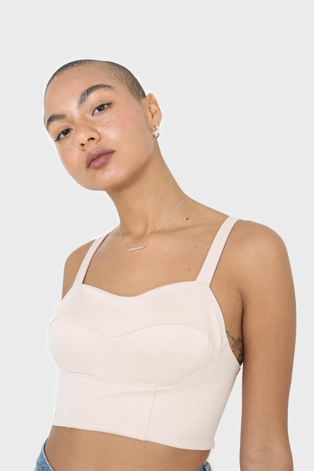 Beige thick strap corset bustier_7