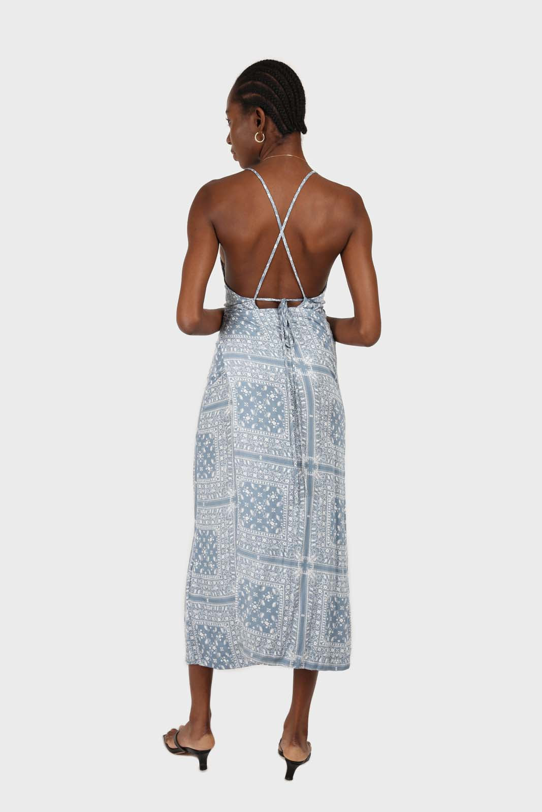 Blue and white graphic print strappy maxi dress_2