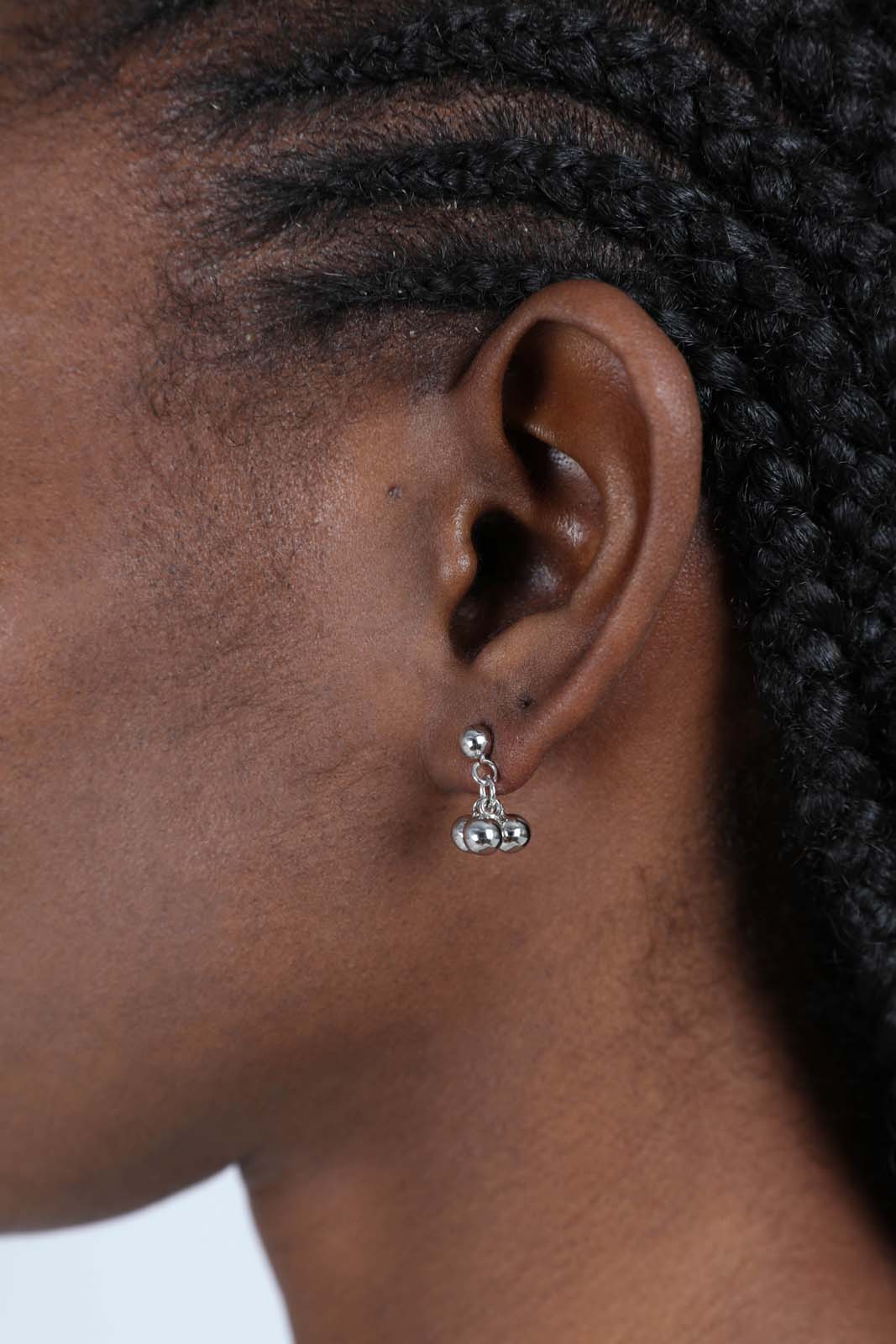 Silver small ball cluster earrings_2