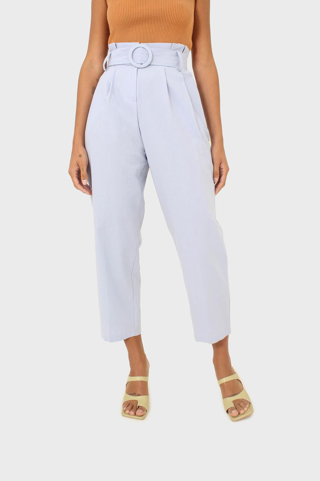 Pale blue circle belt wide fit trousers_1