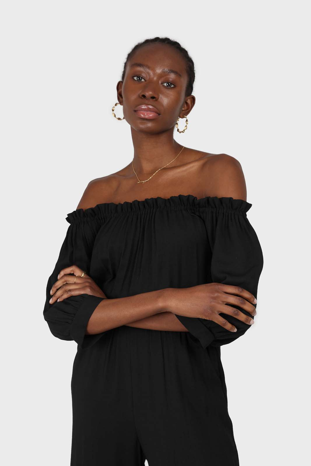 Black off shoulder open back jumpsuit_12