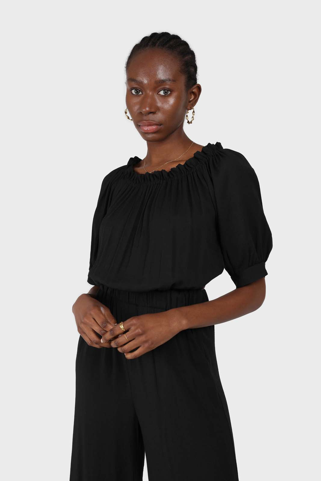 Black off shoulder open back jumpsuit_15