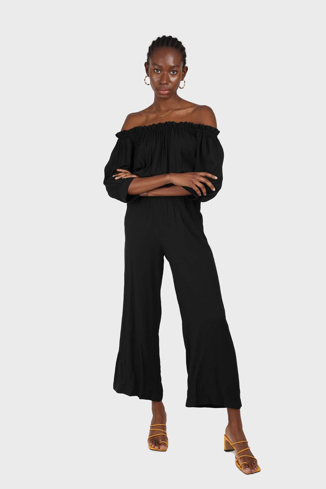 Black off shoulder open back jumpsuit_10