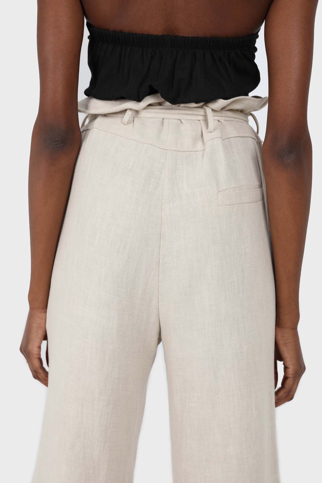 Black open button front linen bustier_3