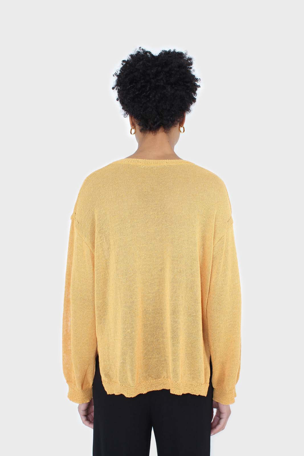 Mustard crew neck sheer knit jumper_2