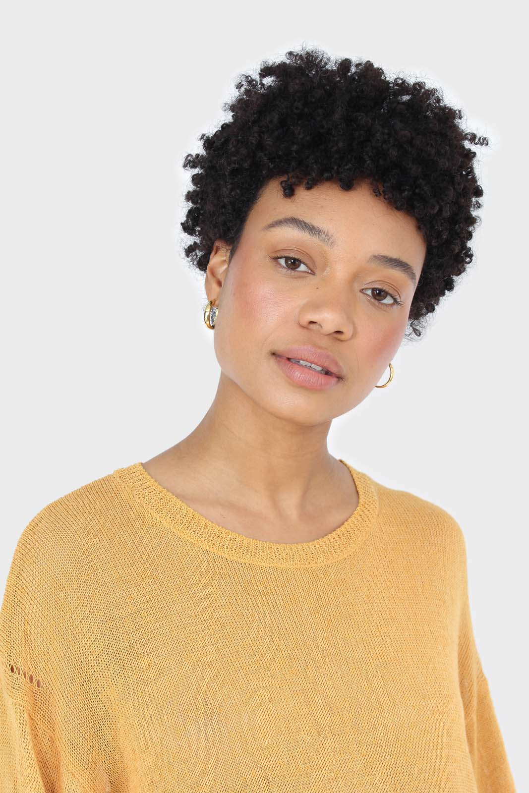 Mustard crew neck sheer knit jumper_7
