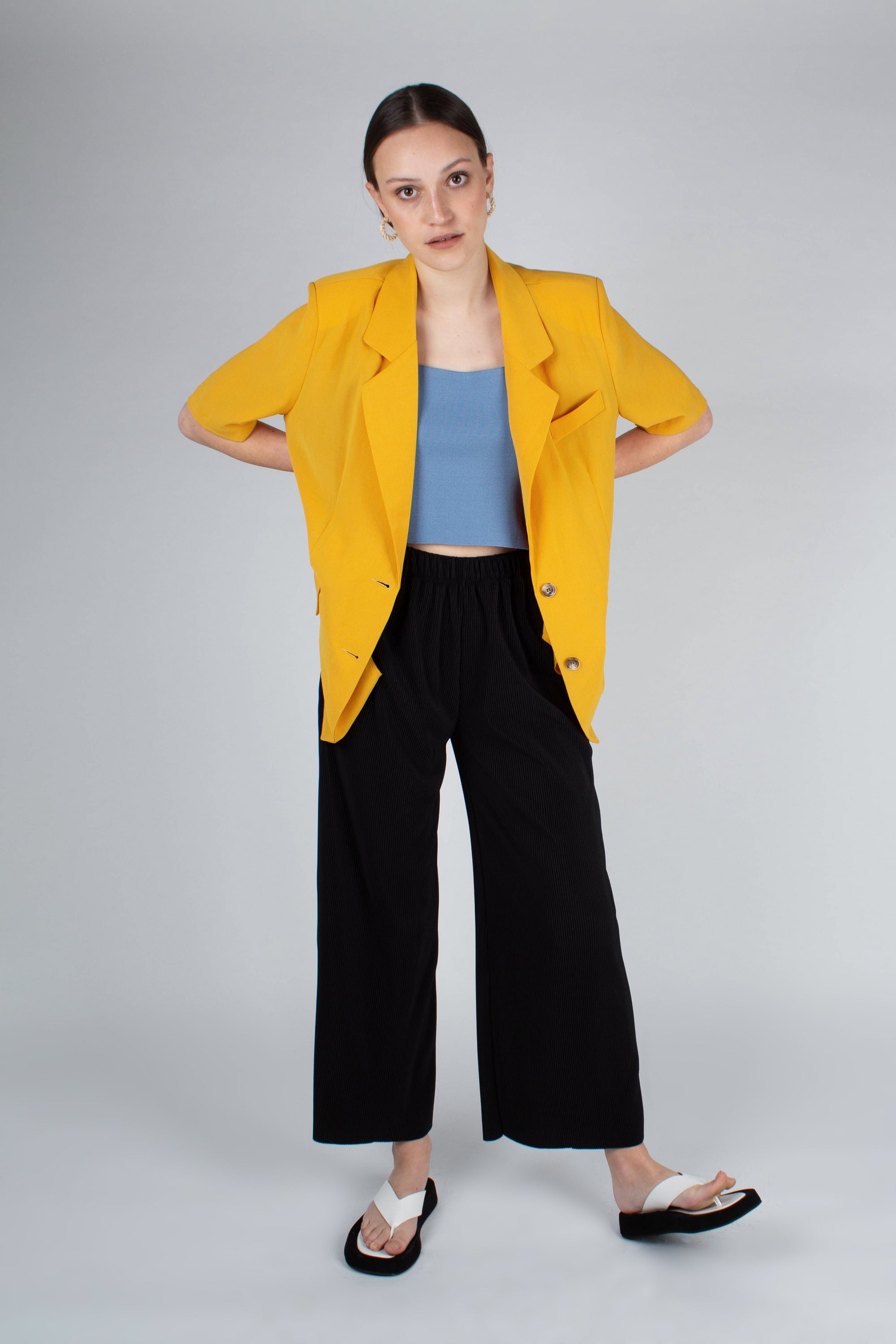 Bright yellow flap pocket oversized jacket_9